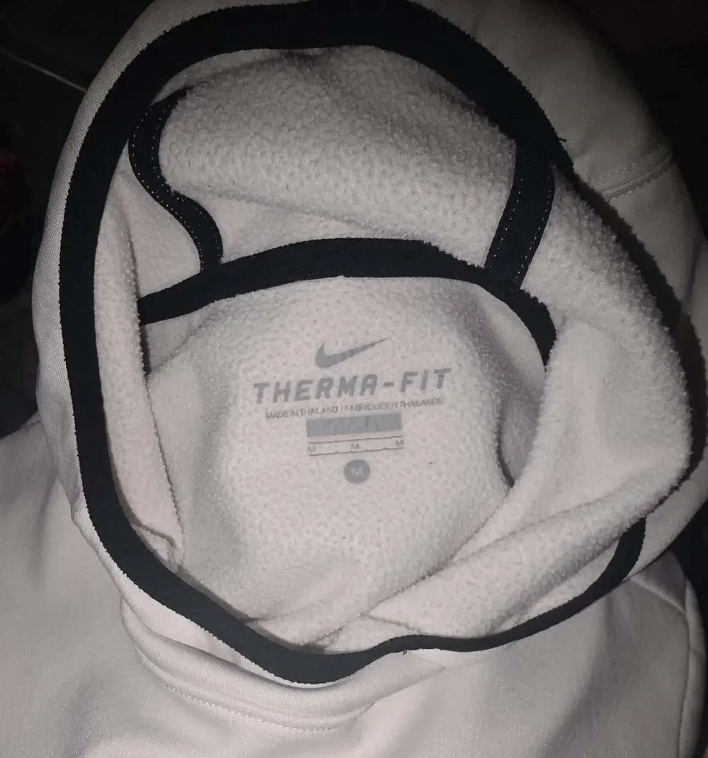 Nike Therma-Fit Tech Pullover Cowl Neck Embossed Logo Hoodie White Black Women's